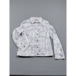 Chicos Size 4/6 Geometric Swirls Button Up Jacket Multicolor Colorful and Soft